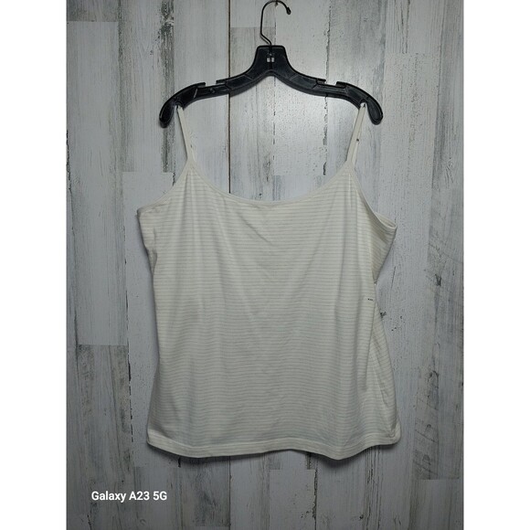 EDDIE BAUER WOMEN’S TANK TOP CAMISOLE SIZE XXL IVORY SILVER STRIPE NWT - Picture 1 of 8